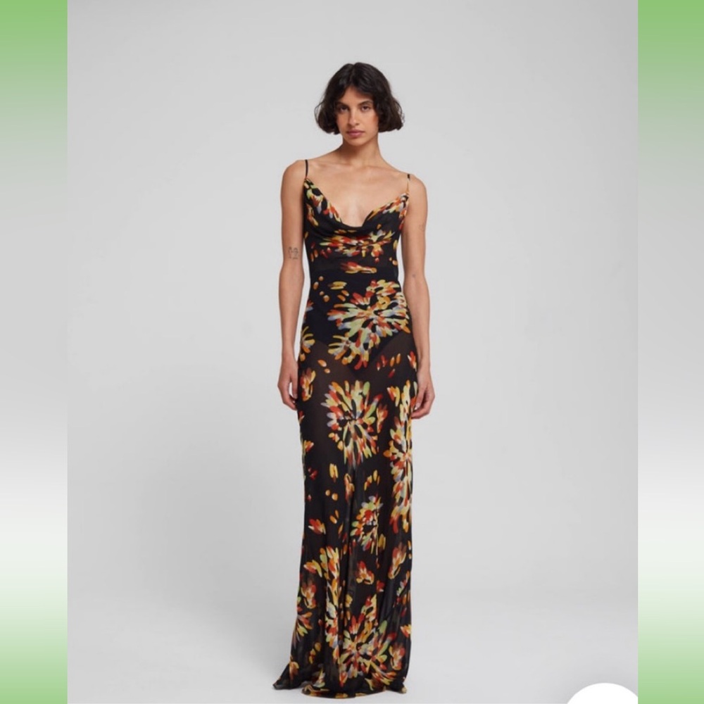 Rat & Boa Black Maxi Dress with Vibrant Floral Design